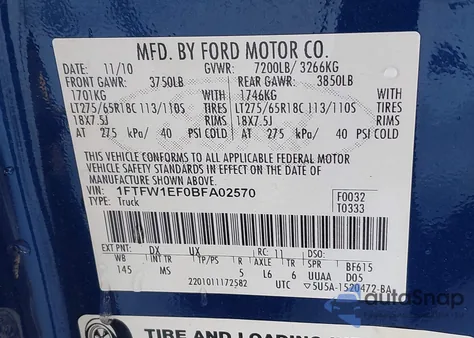 2011 Ford F-150 Xlt z USA, uszkodzony, nr VIN 1FTFW1EF0BFA02570